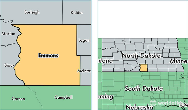 location of Emmons county on a map