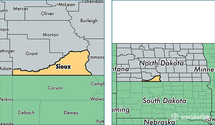 location of Sioux county on a map