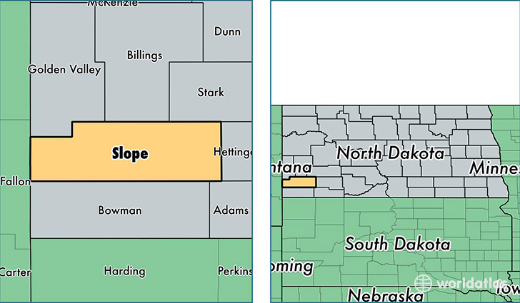 location of Slope county on a map