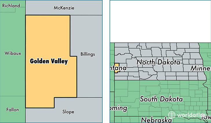 location of Golden Valley county on a map