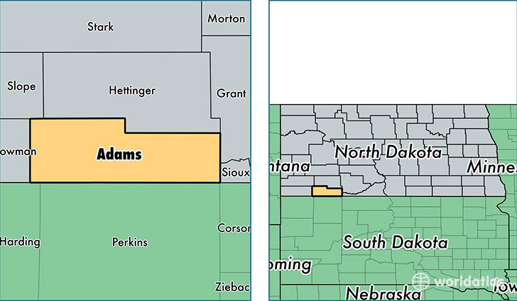 location of Adams county on a map