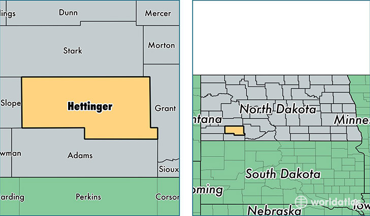 location of Hettinger county on a map