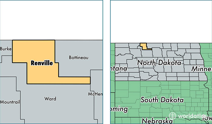 location of Renville county on a map