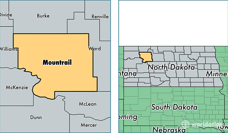 location of Mountrail county on a map