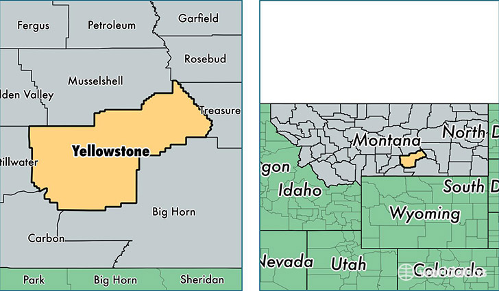 location of Yellowstone county on a map