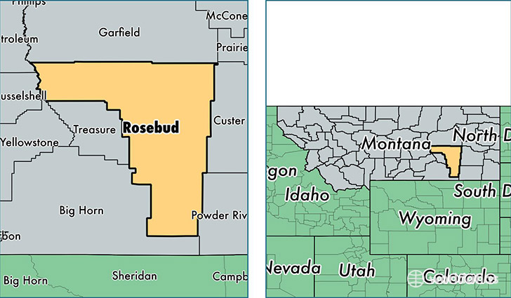 location of Rosebud county on a map