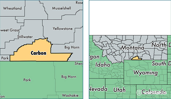 location of Carbon county on a map