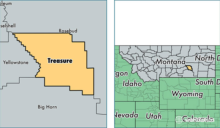 location of Treasure county on a map
