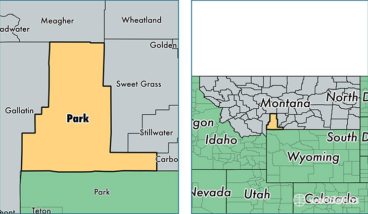 location of Park county on a map