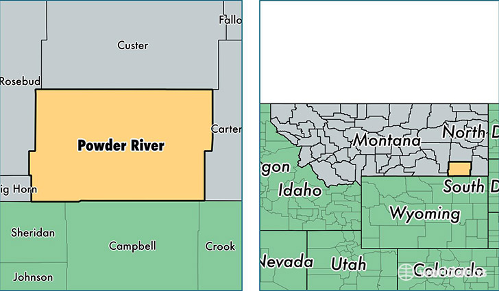 location of Powder River county on a map