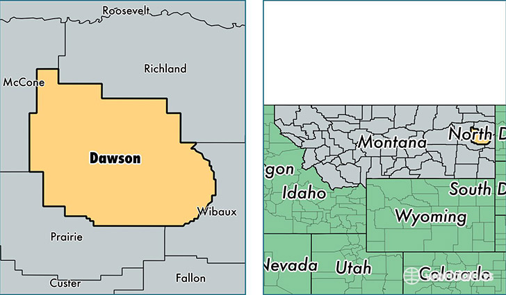 location of Dawson county on a map