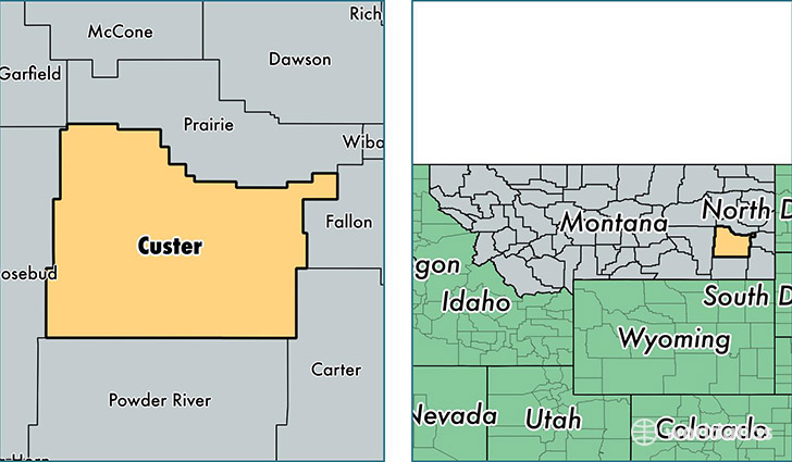 location of Custer county on a map