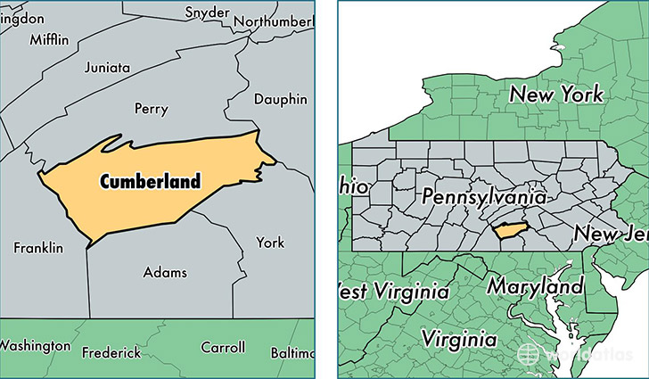 location of Cumberland county on a map