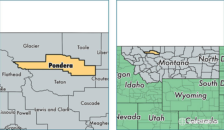 location of Pondera county on a map