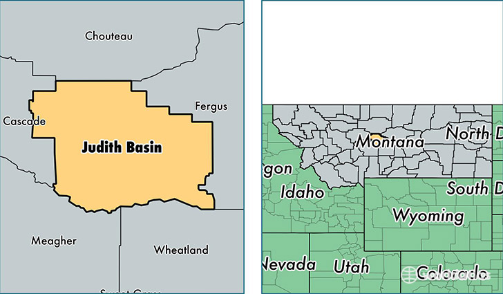 location of Judith Basin county on a map