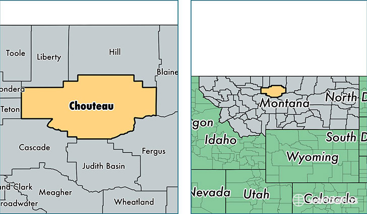 location of Chouteau county on a map