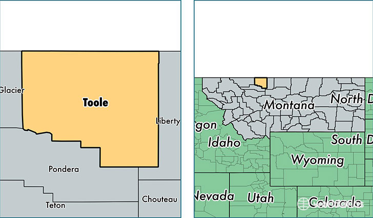 location of Toole county on a map