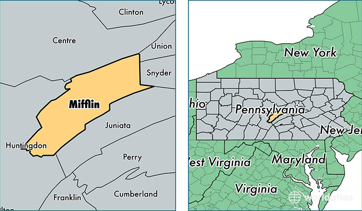 location of Mifflin county on a map