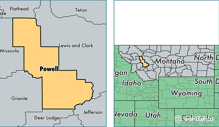 location of Powell county on a map