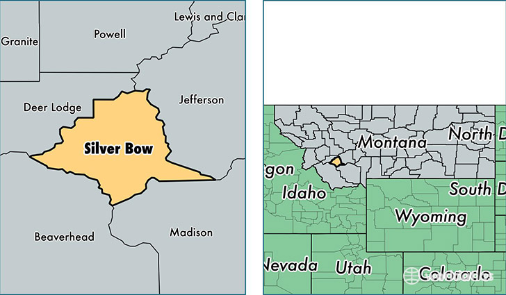 location of Silver Bow county on a map