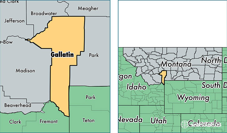 location of Gallatin county on a map