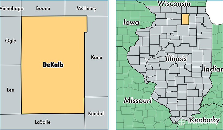 location of DeKalb county on a map