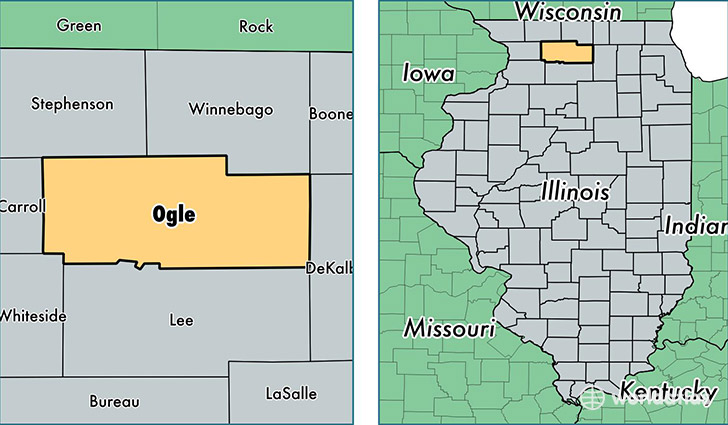 location of Ogle county on a map