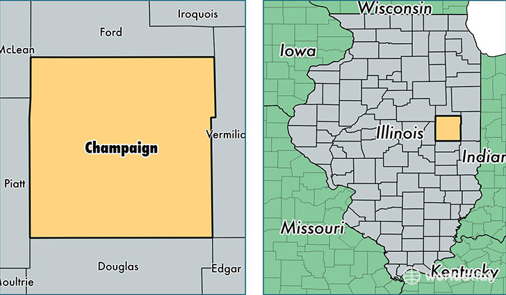 location of Champaign county on a map