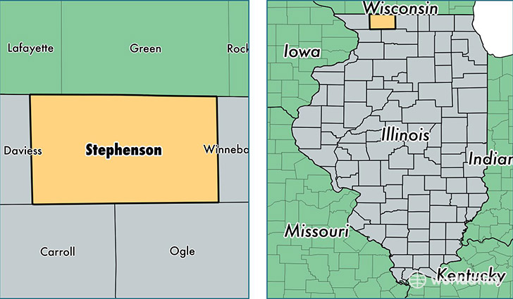 location of Stephenson county on a map