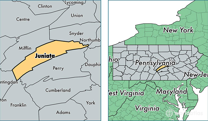 location of Juniata county on a map