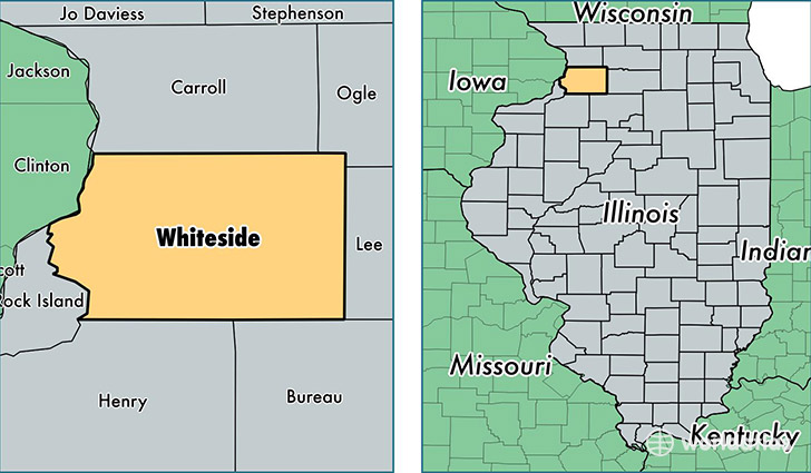 location of Whiteside county on a map