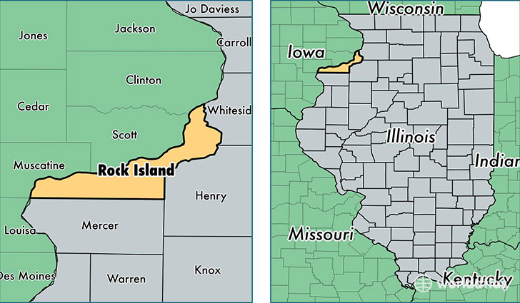 location of Rock Island county on a map