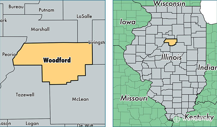 location of Woodford county on a map