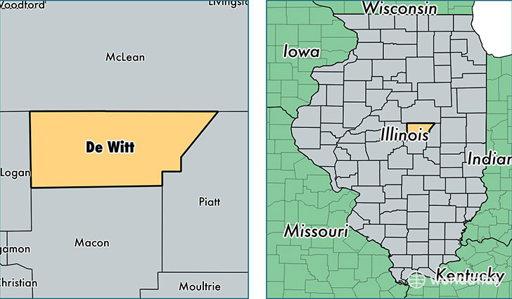 location of Dewitt county on a map