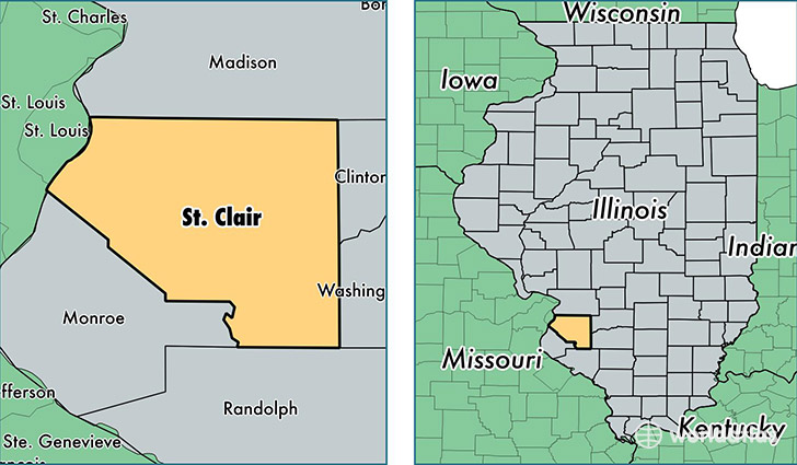 location of Saint Clair county on a map