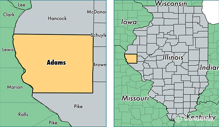 location of Adams county on a map