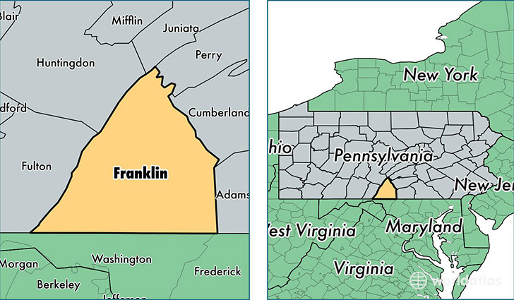 location of Franklin county on a map