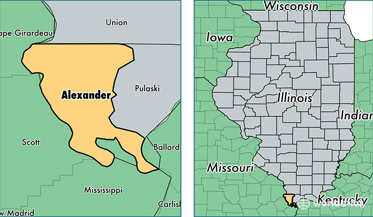 location of Alexander county on a map