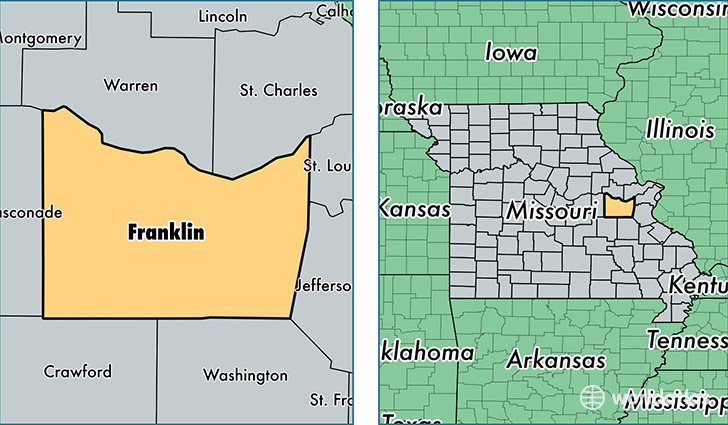 location of Franklin county on a map