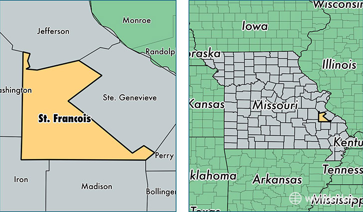 location of Saint Francois county on a map