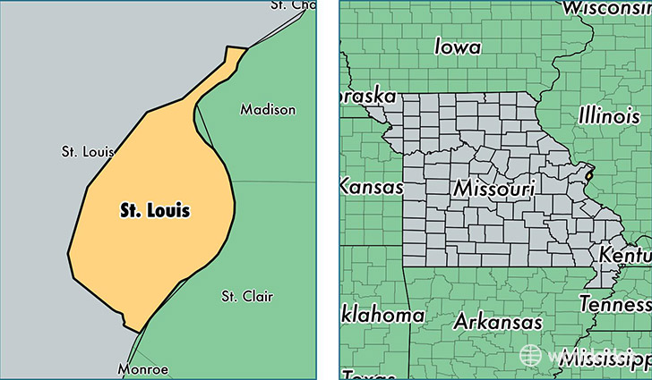 location of Saint Louis City county on a map