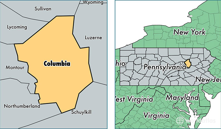 location of Columbia county on a map