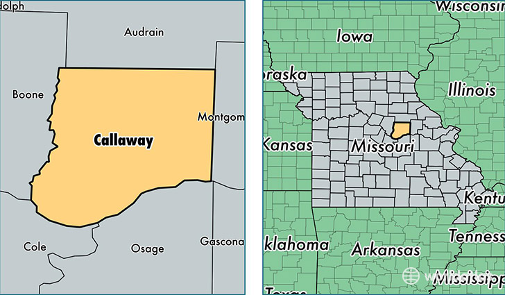 location of Callaway county on a map