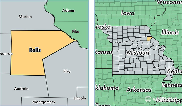 location of Ralls county on a map