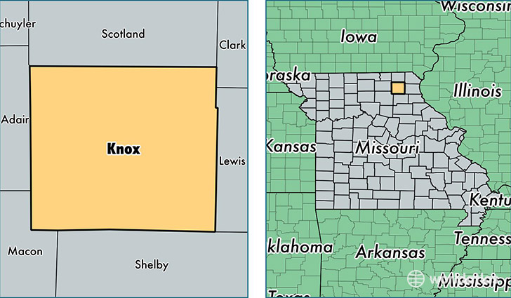 location of Knox county on a map