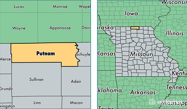 location of Putnam county on a map