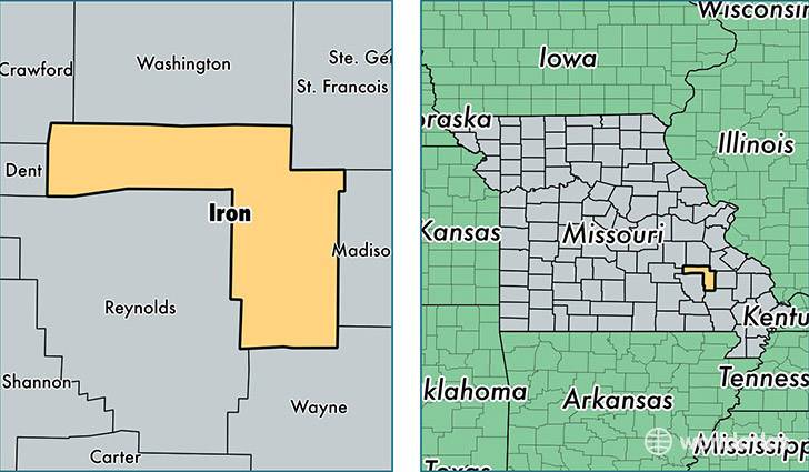 location of Iron county on a map