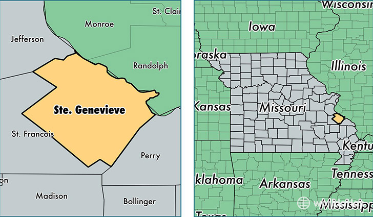 location of Sainte Genevieve county on a map