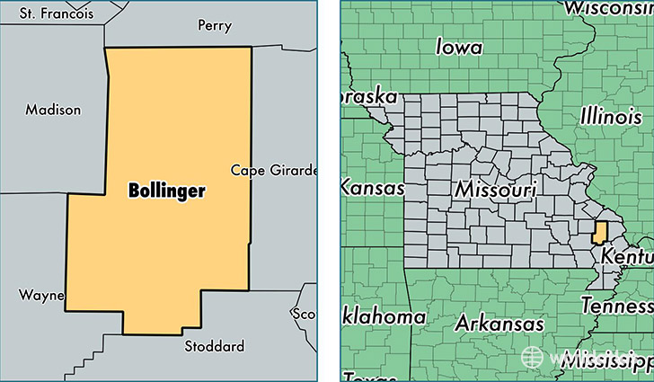location of Bollinger county on a map