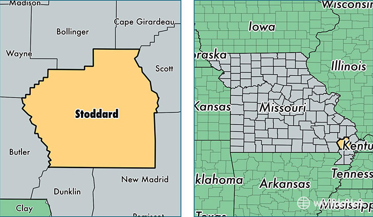 location of Stoddard county on a map